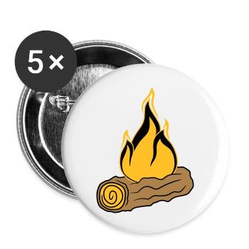 wood branch forest tree trunk woodcut forest fire bran - Buttons small 1''/25 mm (5-pack) - white - Front