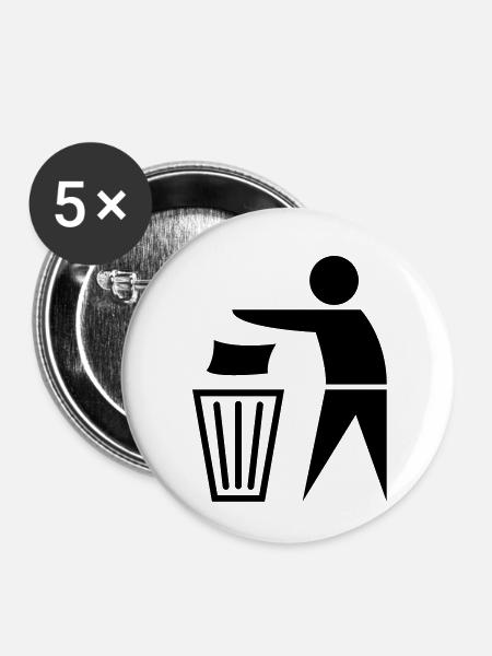 garbage_can - Buttons klein 25 mm (5er Pack) - Weiß