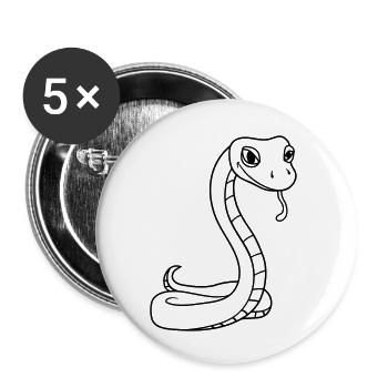 gesicht schlange kopf gecko eidechse echse reptil - Buttons klein 25 mm (5er Pack) - Weiß - Vorne