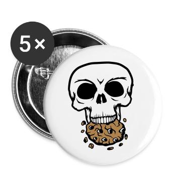 schaedel tot tod sterben kopf knochen skelett tote - Buttons klein 25 mm (5er Pack) - Weiß - Vorne