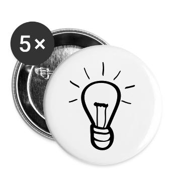 Ampoule idée - Lot de 5 petits badges (25 mm) - blanc - Devant