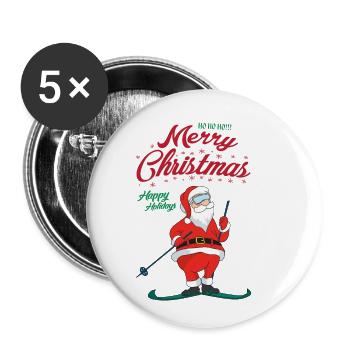 Thème noël père noël père noël - Lot de 5 petits badges (25 mm) - blanc - Devant