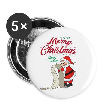 Santa Claus Christmas Santa - Buttons small 1''/25 mm (5-pack) - white - Front