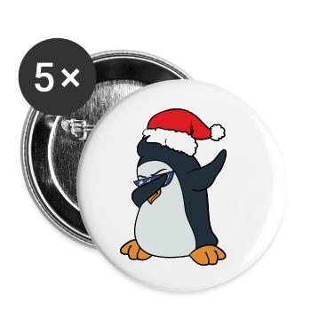 Christmas Dabbing Dab Penguin - Buttons small 1''/25 mm (5-pack) - white - Front