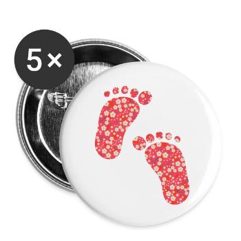 Liberty Fußabdrücke rot - Buttons klein 25 mm (5er Pack) - Weiß - Vorne