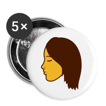 gesicht kopf weiblich frau girl maedchen huebsch s - Buttons klein 25 mm (5er Pack) - Weiß - Vorne