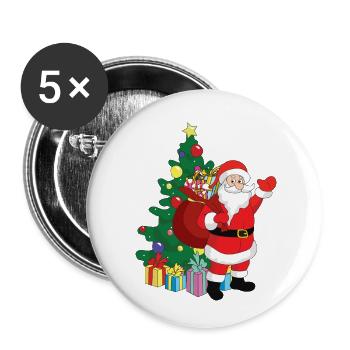 Santa Claus - Buttons small 1''/25 mm (5-pack) - white - Front