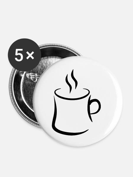 Kaffee - Buttons klein 25 mm (5er Pack) - Weiß