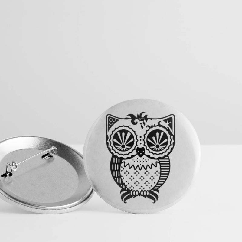 Patchwork Eule Buttons klein 25 mm (5er Pack)