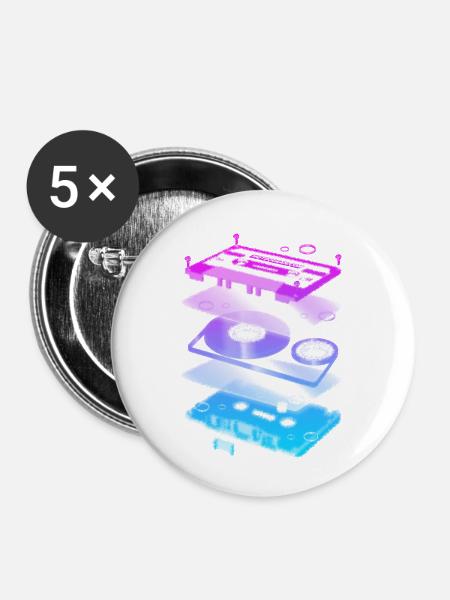 Cassette Explosion - Buttons klein 25 mm (5er Pack) - Weiß