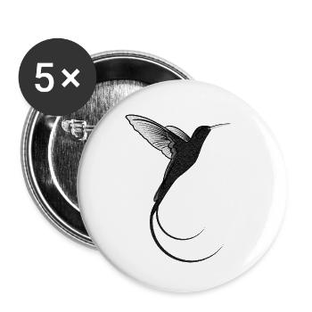 Colibri design sable noir - Lot de 5 petits badges (25 mm) - blanc - Devant