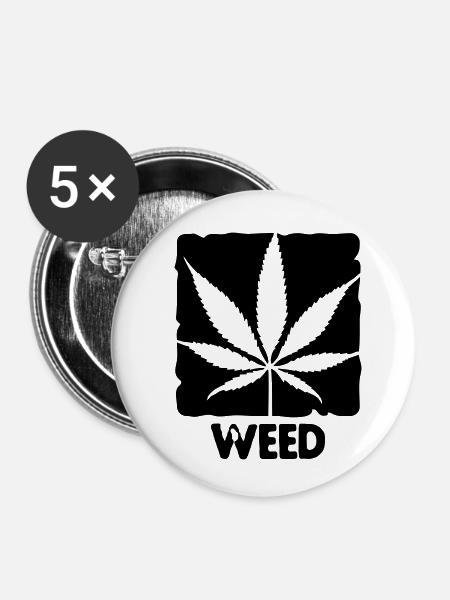 weed with boxed leaf - Buttons klein 25 mm (5er Pack) - Weiß