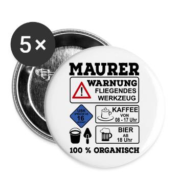 Bricklayer - Buttons small 1''/25 mm (5-pack) - white - Front