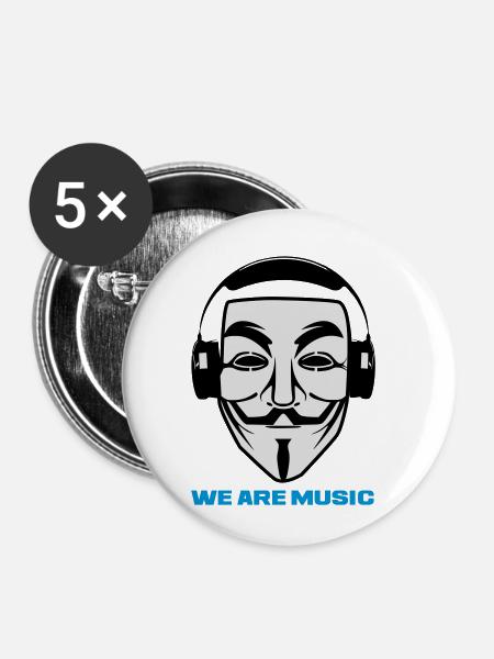 WIR SIND MUSIK - Buttons klein 25 mm (5er Pack) - Weiß