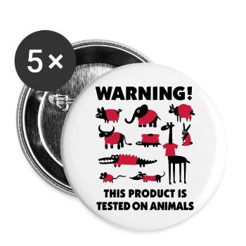Warning this product is tested on animals 3Clr - Buttons small 1''/25 mm (5-pack) - white - Front