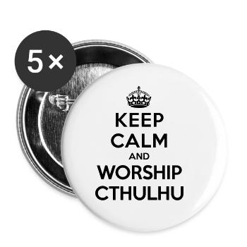 Keep calm and worship Cthulhu - Buttons klein 25 mm (5er Pack) - Weiß - Vorne