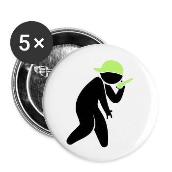 Ein Hiphop Star singt in ein Mikrofon - Buttons klein 25 mm (5er Pack) - Weiß - Vorne