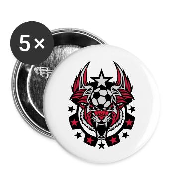 foot tigre logo sport soccer tiger ballo - Lot de 5 petits badges (25 mm) - blanc - Devant