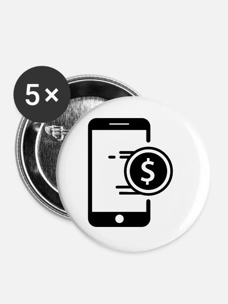 Smartphone Geld verdienen - Buttons klein 25 mm (5er Pack) - Weiß