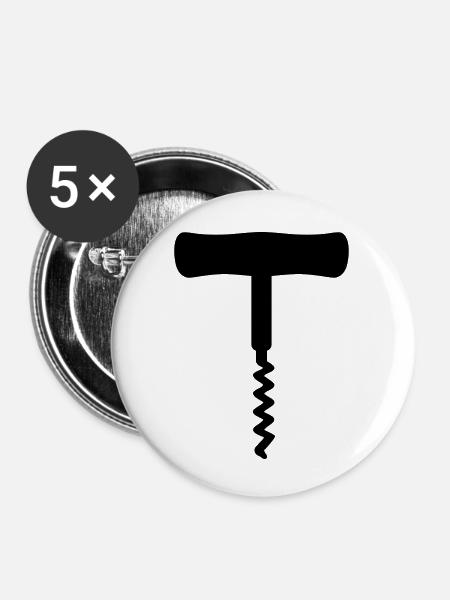 Korkenzieher - Buttons klein 25 mm (5er Pack) - Weiß