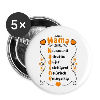My mom's name is Nadine - Buttons small 1''/25 mm (5-pack) - white - Front