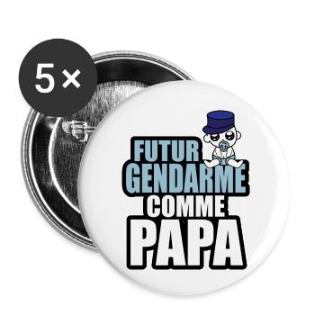 futur gendarme comme papa - Lot de 5 petits badges (25 mm) - blanc - Devant