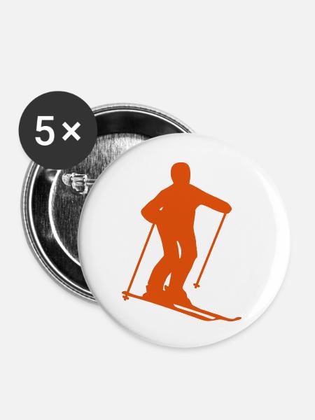 Ski - Buttons klein 25 mm (5er Pack) - Weiß