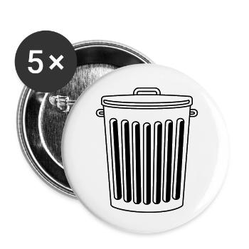 wegwerfen tonne muelltonne muelleimer muell dreck - Buttons klein 25 mm (5er Pack) - Weiß - Vorne