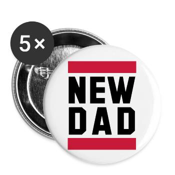 NEW DAD Funny Pregnancy Design - Buttons small 1''/25 mm (5-pack) - white - Front