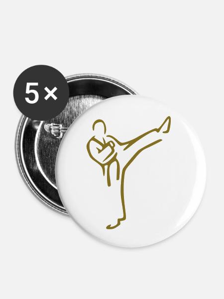 Karate - Buttons klein 25 mm (5er Pack) - Weiß