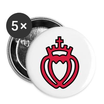 coeur vendeen coeur croix couronne fidélité couple - Lot de 5 petits badges (25 mm) - blanc - Devant