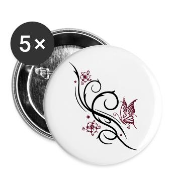 Cherry blossoms with butterfly - Buttons small 1''/25 mm (5-pack) - white - Front
