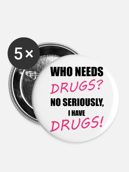 Drugs - Buttons klein 25 mm (5er Pack) - Weiß