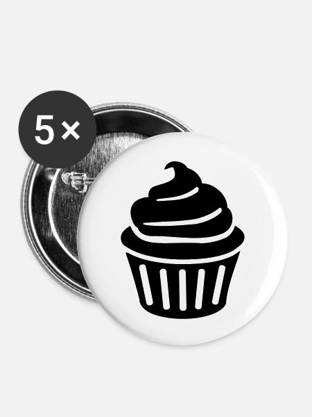 Cupcake - Buttons klein 25 mm (5er Pack) - Weiß