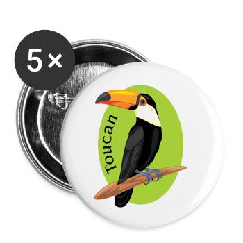 Toucan - Buttons small 1''/25 mm (5-pack) - white - Front