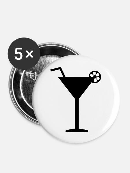 Cocktail - Buttons klein 25 mm (5er Pack) - Weiß