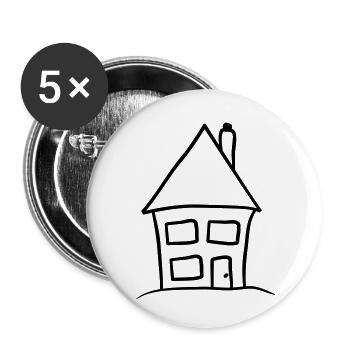 Kleines Haus auf dem Hügel - Buttons klein 25 mm (5er Pack) - Weiß - Vorne