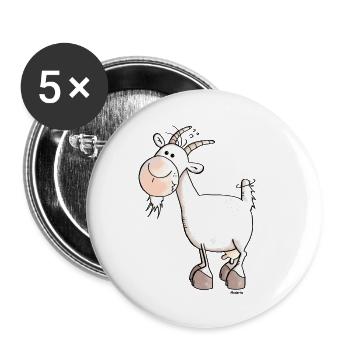 Charmante Ziege - Ziegen - Buttons klein 25 mm (5er Pack) - Weiß - Vorne
