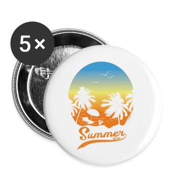 Summer vacation Sommerurlaub am Strand unter Palm - Buttons klein 25 mm (5er Pack) - Weiß - Vorne