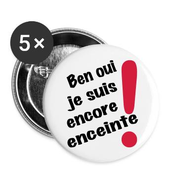 encore enceinte - Lot de 5 petits badges (25 mm) - blanc - Devant