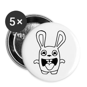 dessin lapin mignon débile style BD cartoon fun - Lot de 5 petits badges (25 mm) - blanc - Devant
