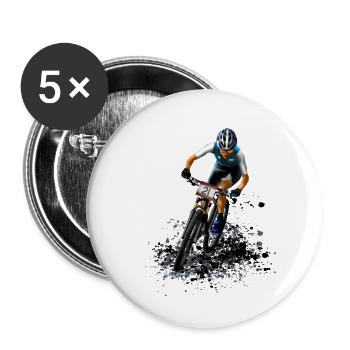 mountainbike - Lot de 5 petits badges (25 mm) - blanc - Devant