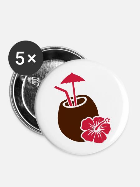 Kokosnuss - Buttons klein 25 mm (5er Pack) - Weiß