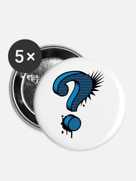 Fragezeichen Graffiti - Buttons klein 25 mm (5er Pack) - Weiß
