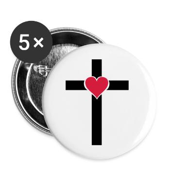 kreuz_herz - Lot de 5 petits badges (25 mm) - blanc - Devant