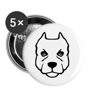 pitbull American Pit Bull Terrier dog head drawing - Buttons small 1''/25 mm (5-pack) - white - Front