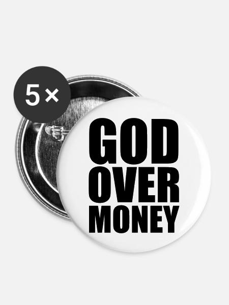 God - Buttons klein 25 mm (5er Pack) - Weiß