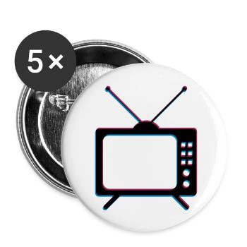 Écran de télévision 3d tv tv rétro antenne - Lot de 5 petits badges (25 mm) - blanc - Devant
