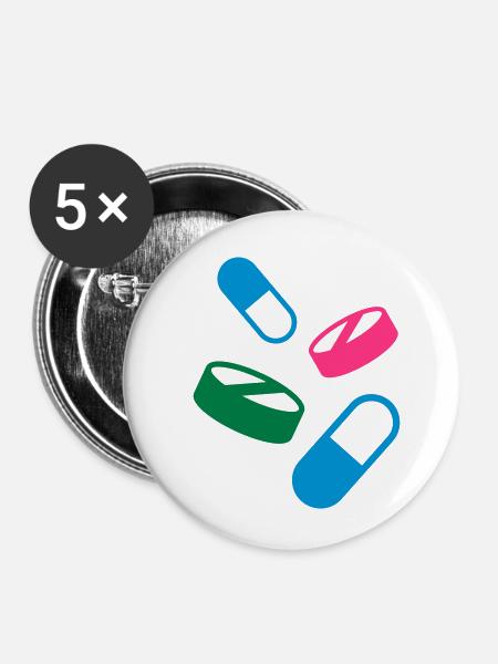 Medizin - Buttons klein 25 mm (5er Pack) - Weiß