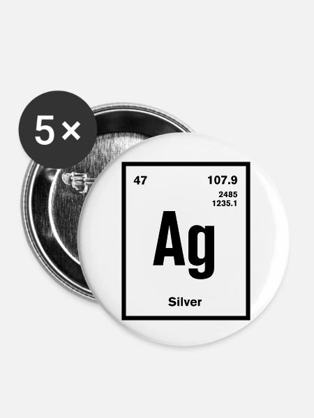 Silver Element im Periodensystem - Buttons klein 25 mm (5er Pack) - Weiß